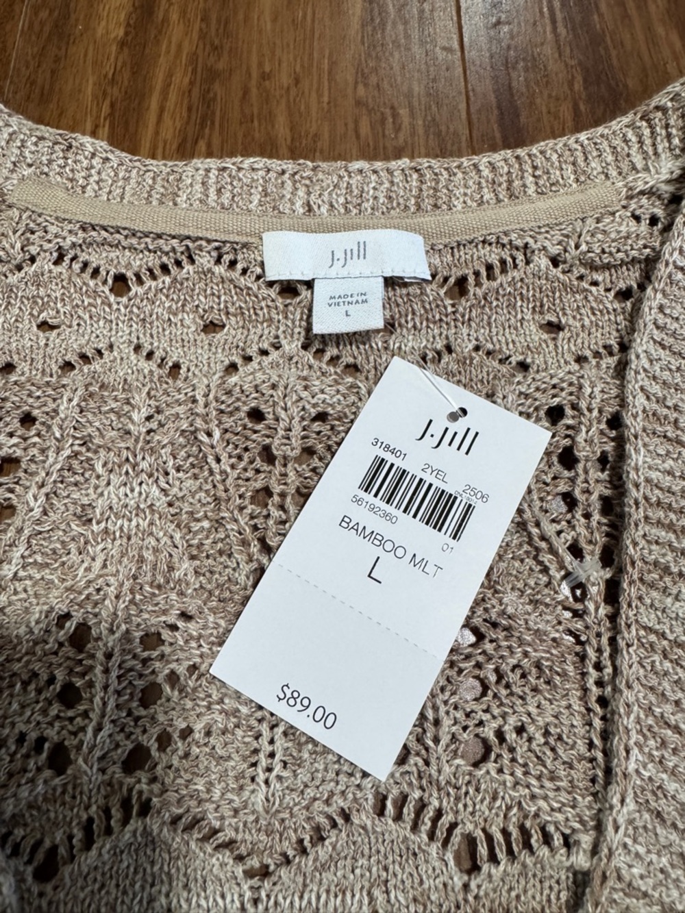 NEW J. Jill Women's Beige Lace Cardigan Size L Cotton Retail NWT $89 - Picture 2 of 15
